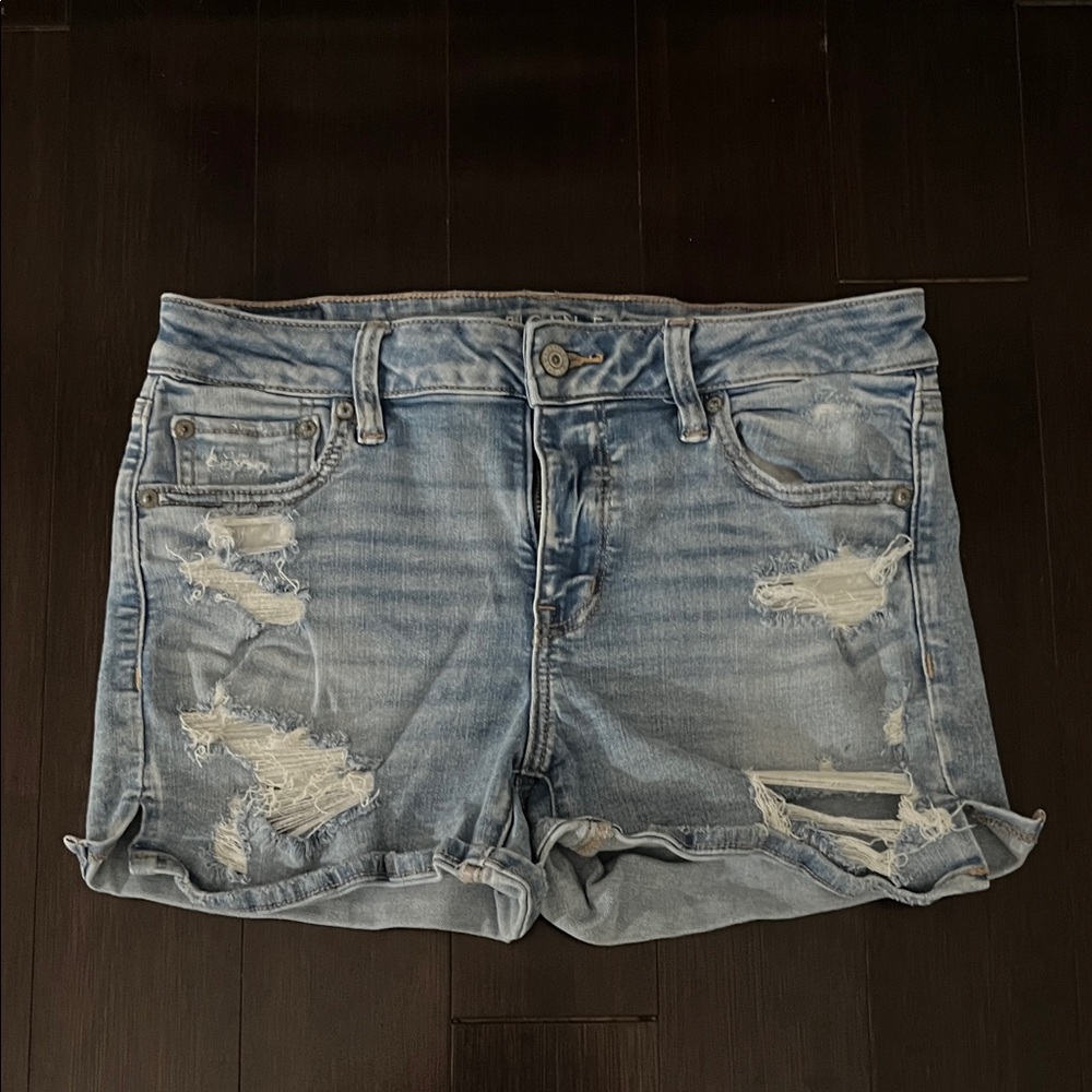 American Eagle Outfitters Light Wash Distressed Denim Shorts